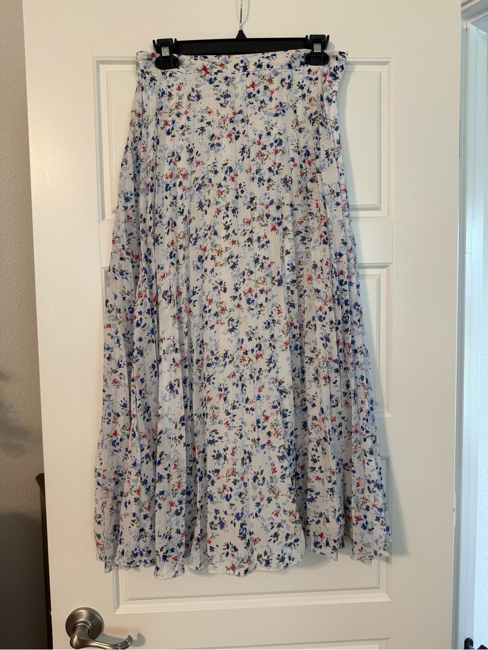 Japna White Maxi Skirt with Blue & Pink Floral Print